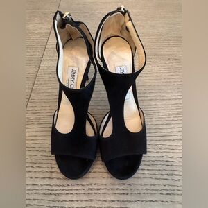 Jimmy Choo Black Open-Toe Heels